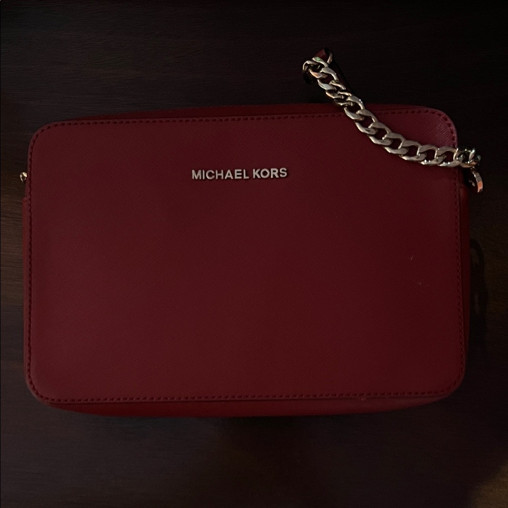Michael Kors Crimson Crossbody with Gold Chain